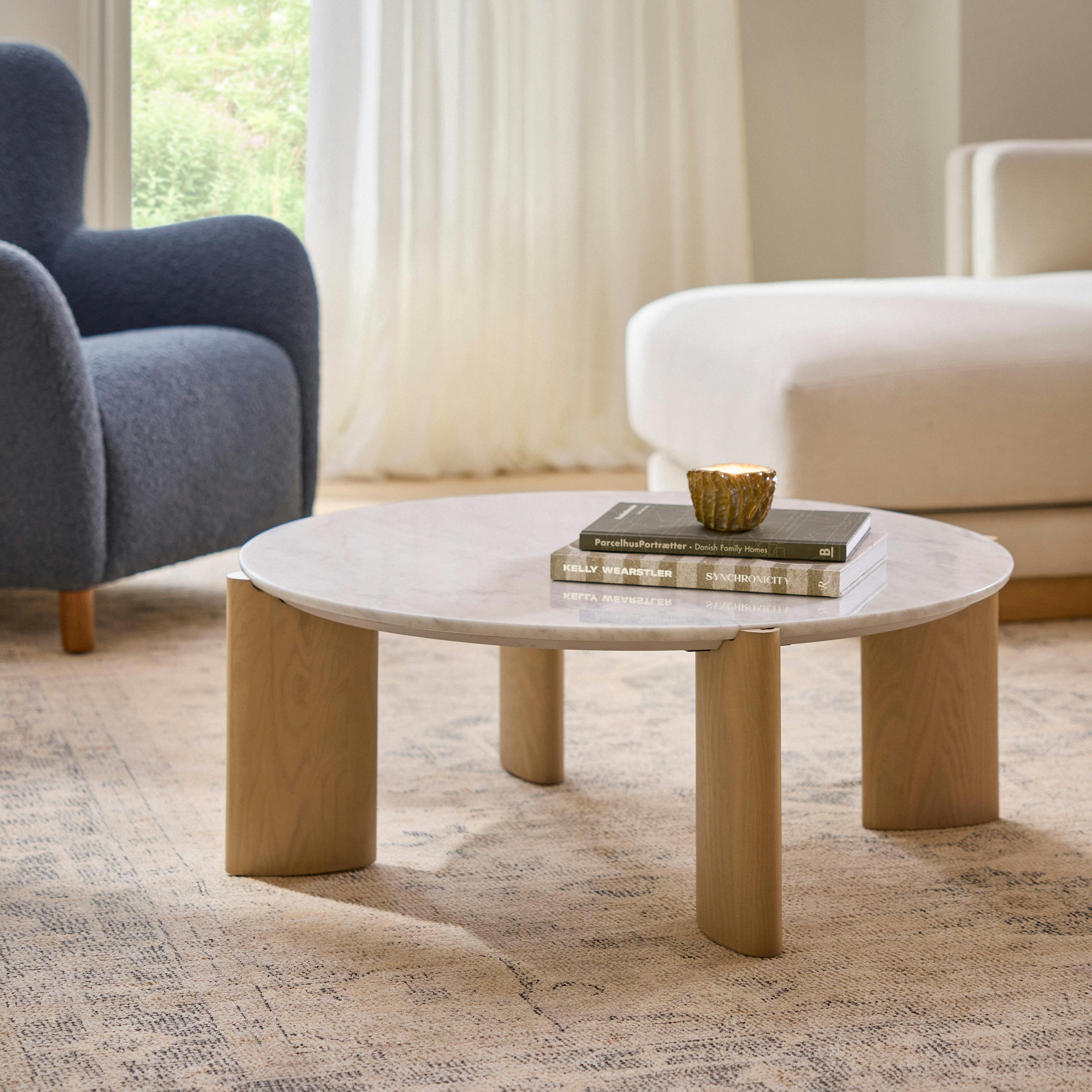 Panela 36" Marble Coffee Table - Natural Ash