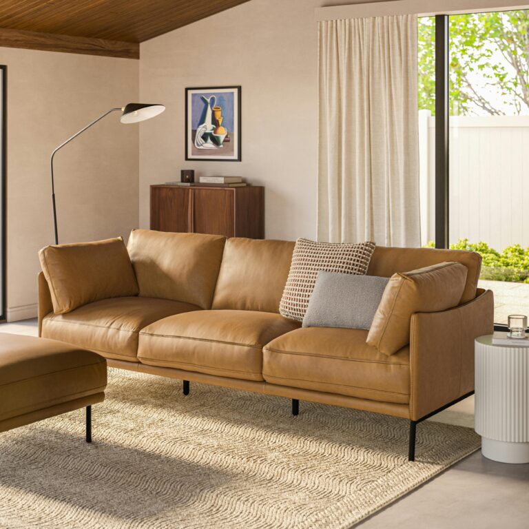 Olsen 92" Leather Sofa - Charme Tan