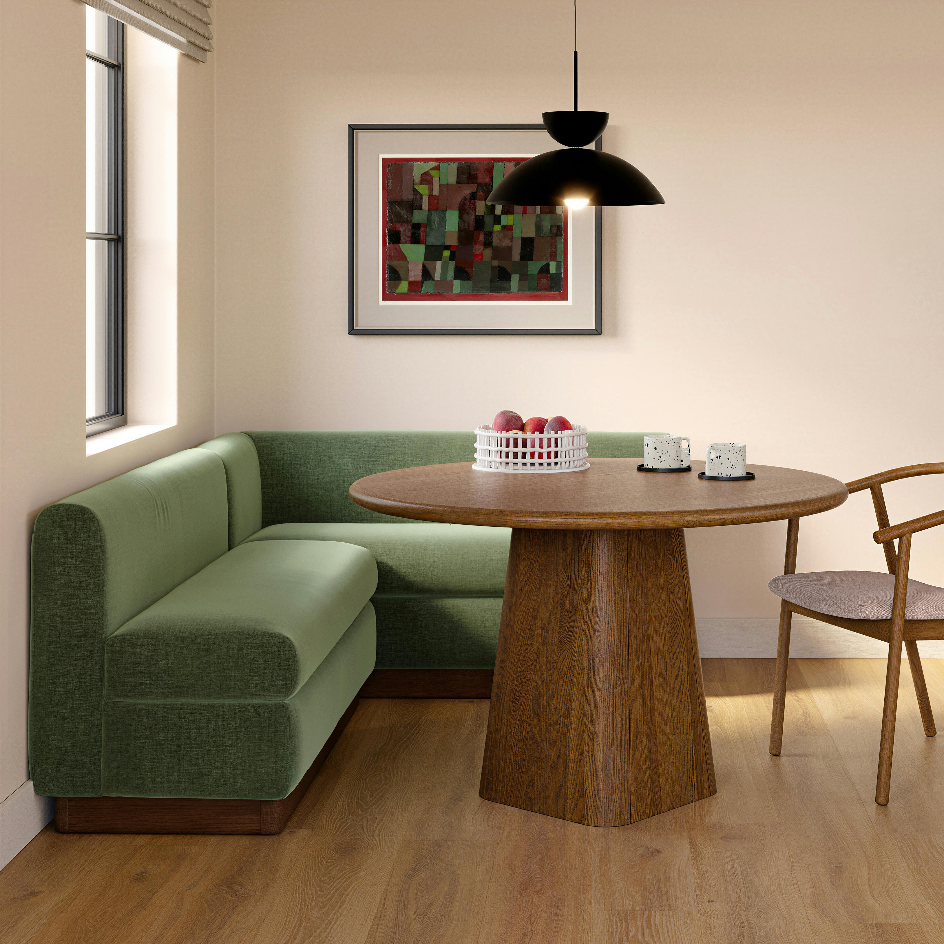 Malmo 79" Left Arm Banquette Set - Smoked Oak and Valor Green