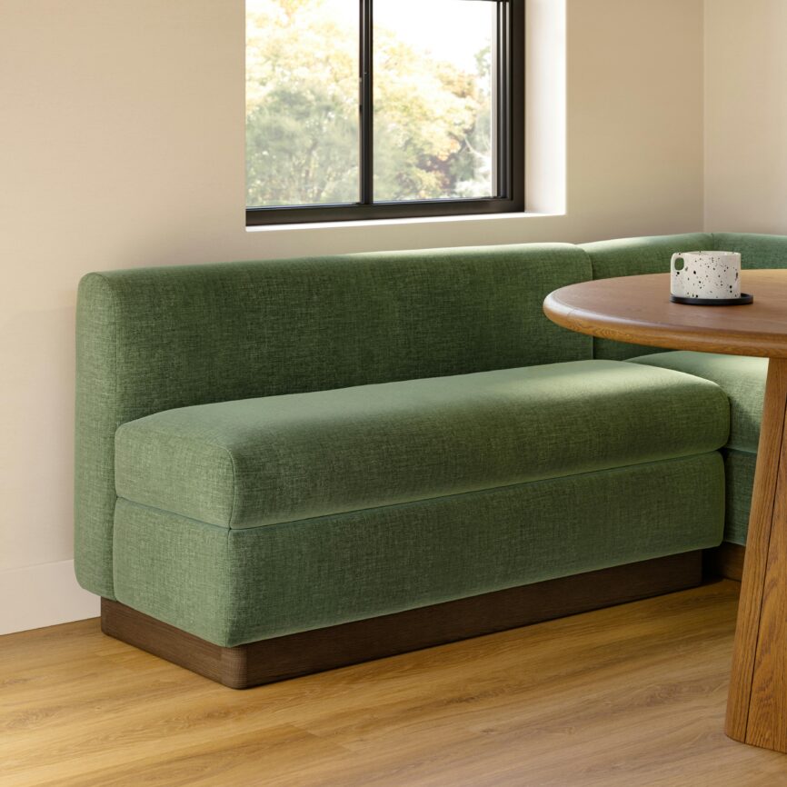 Malmo 54" Armless Banquette - Smoked Oak and Valor Green