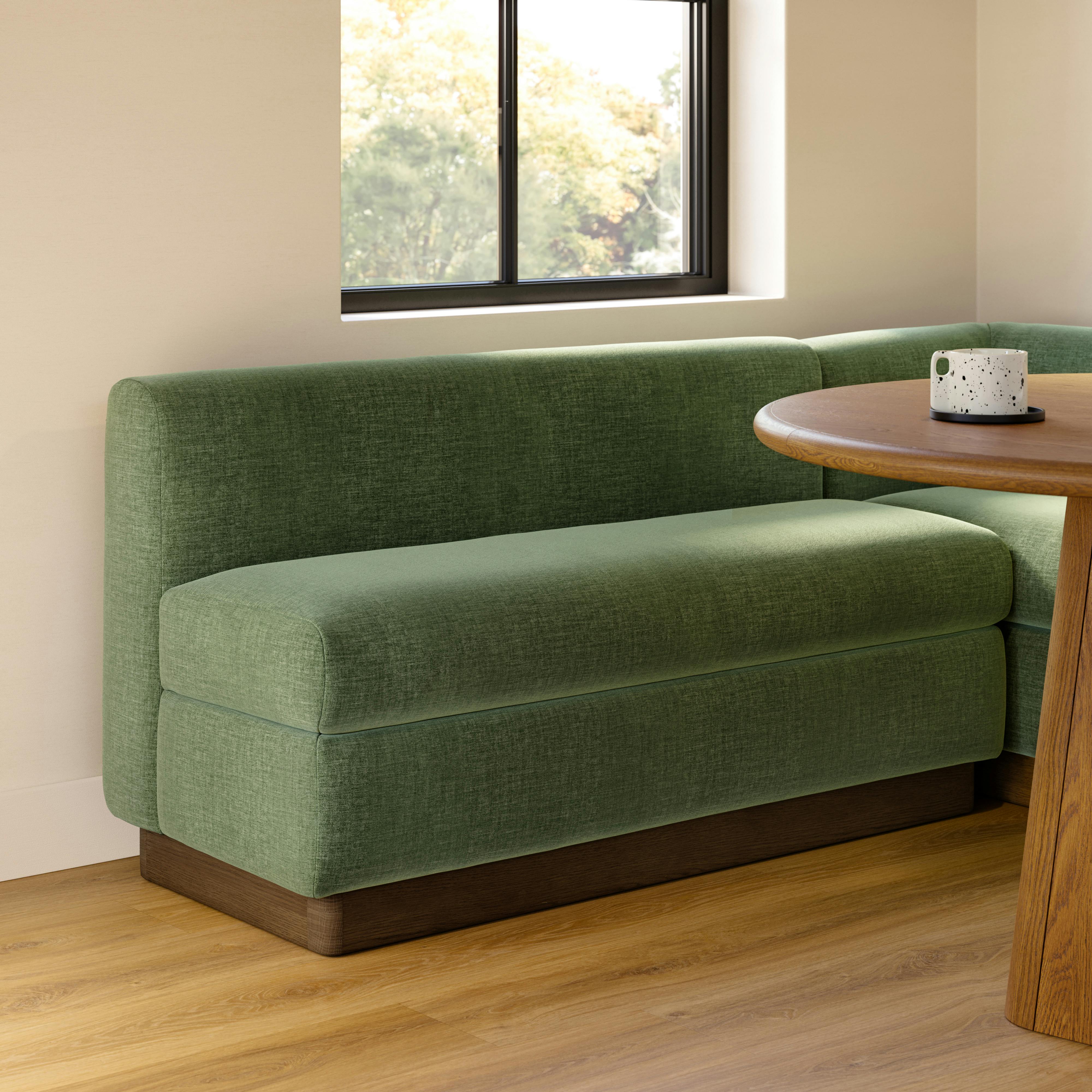 Malmo 54" Armless Banquette - Smoked Oak and Valor Green