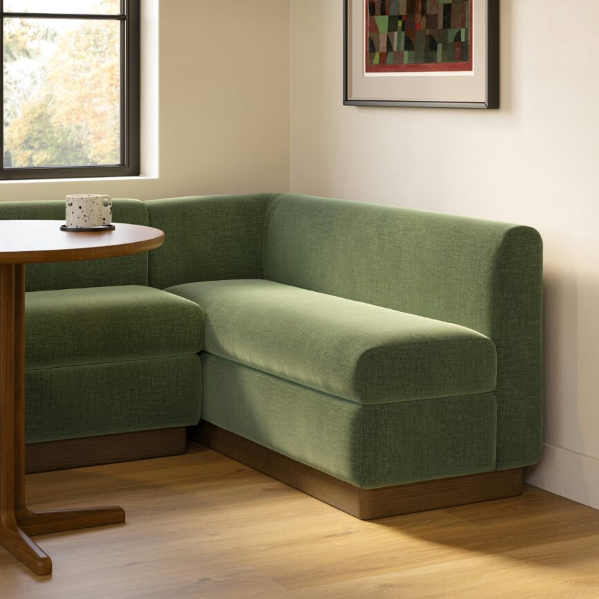 Malmo 59.5" Corner Banquette - Smoked Oak and Valor Green