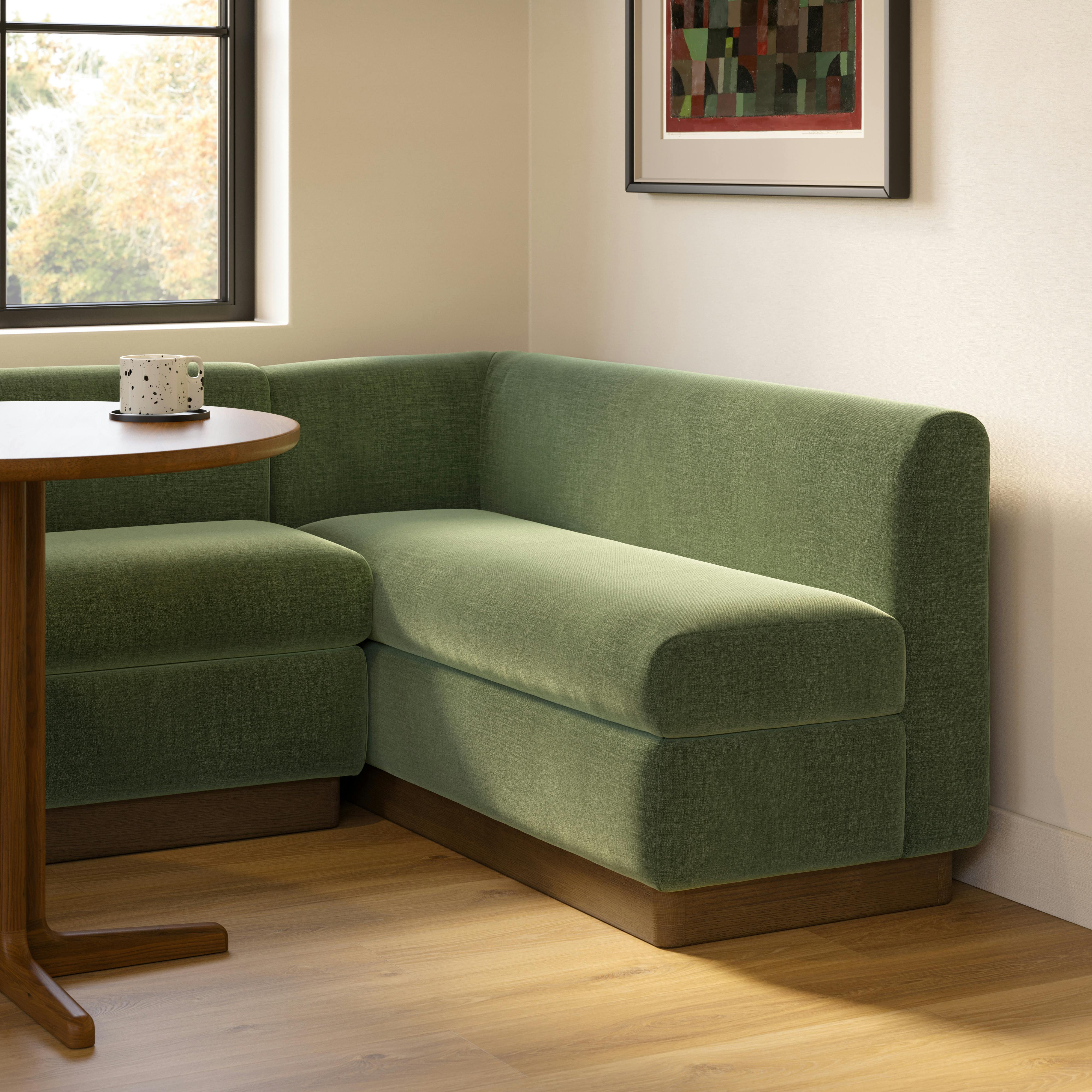 Malmo 59.5" Corner Banquette - Smoked Oak and Valor Green
