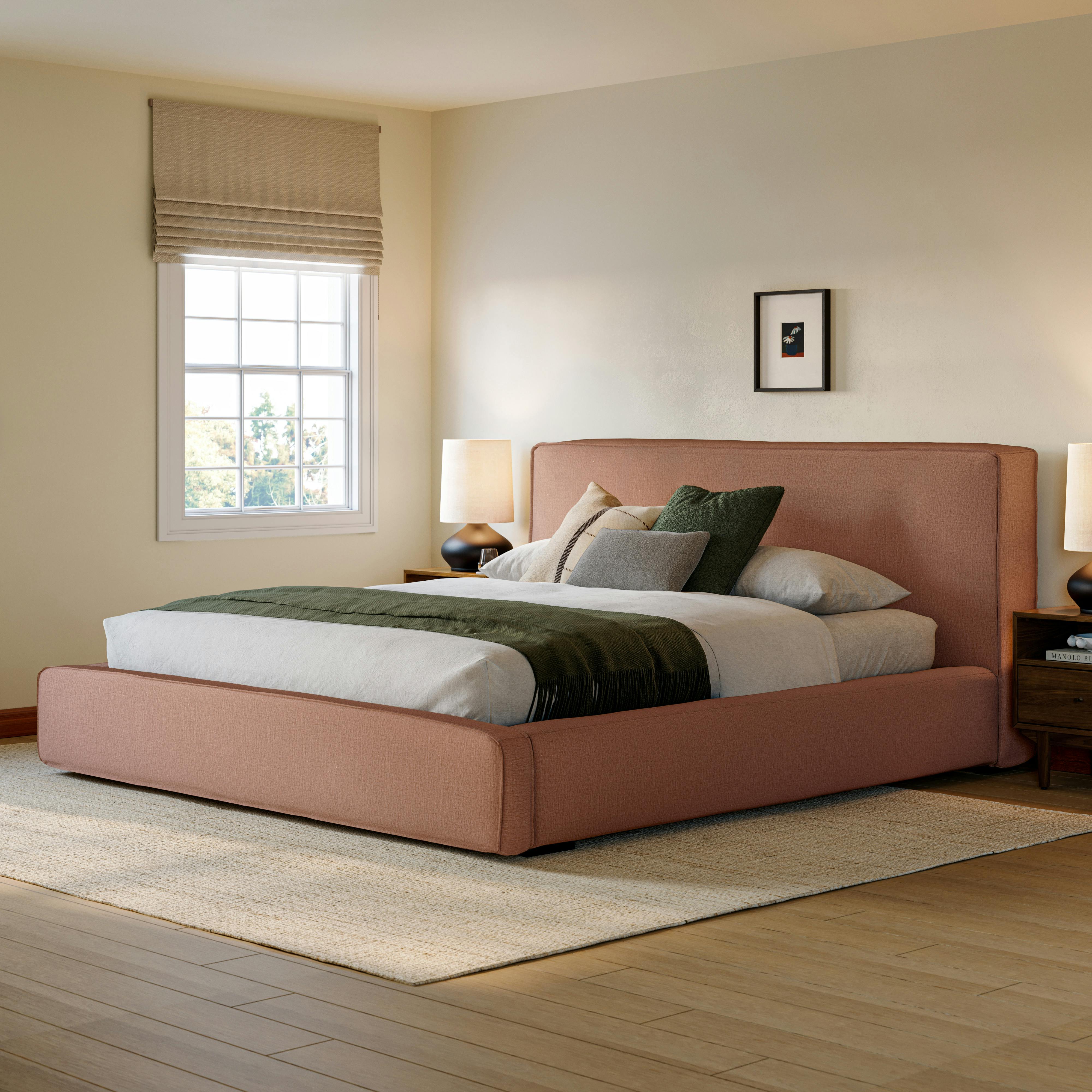 Cigar King Upholstered Storage Bed - Vinna Clay