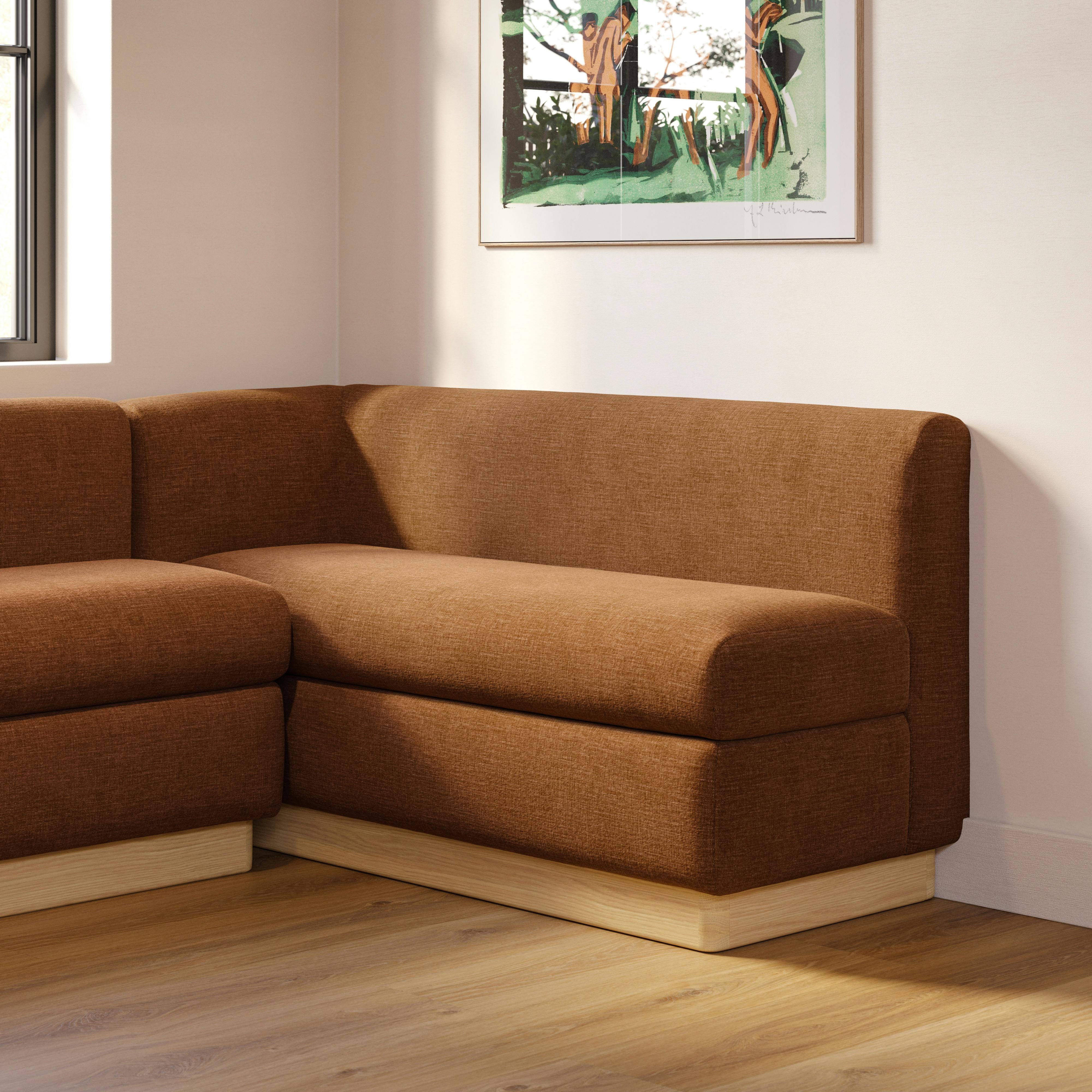 Malmo 59.5" Corner Banquette - White Oak and Valor Rust