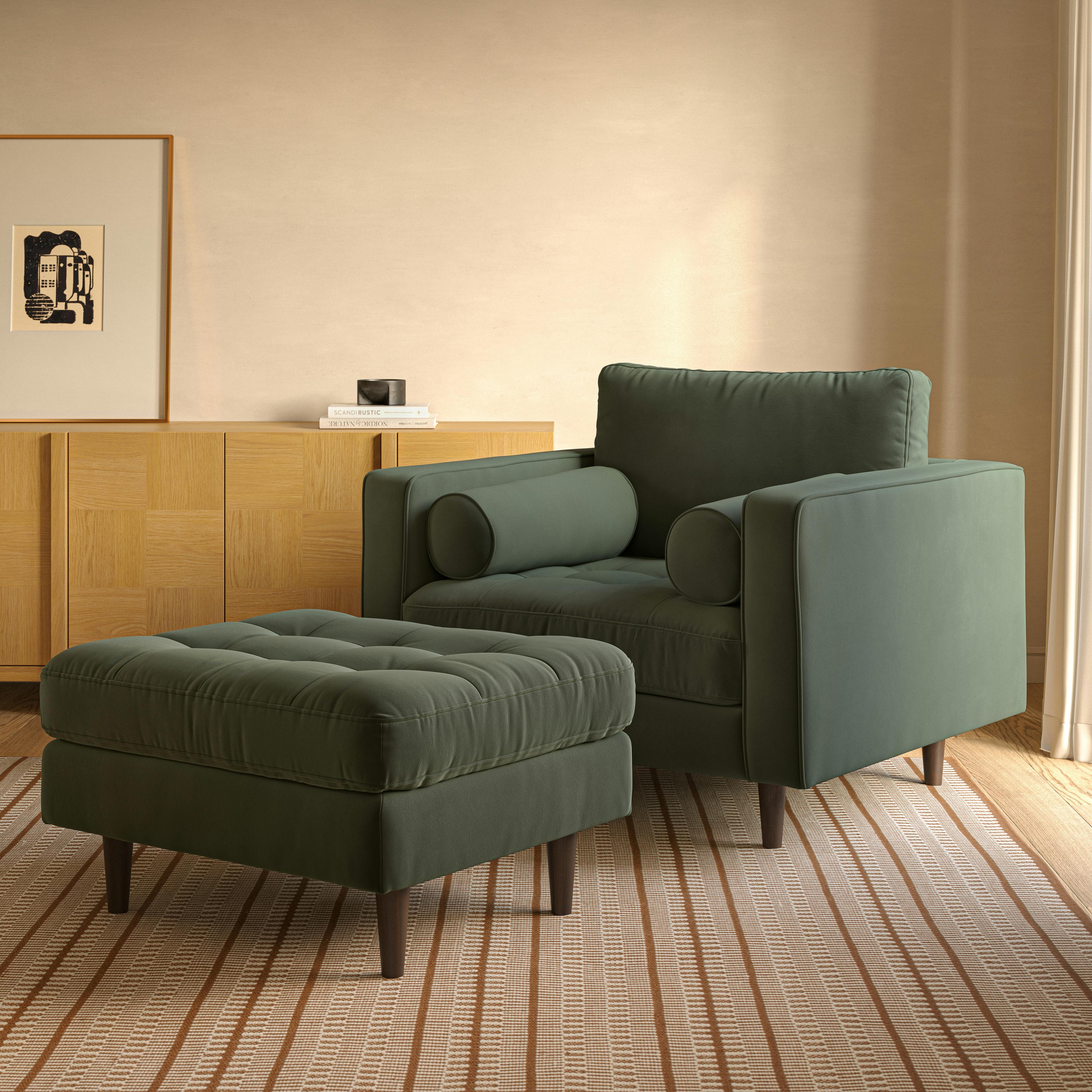 Sven 42" Tufted Velvet Lounge Set - Plush Pacific Green