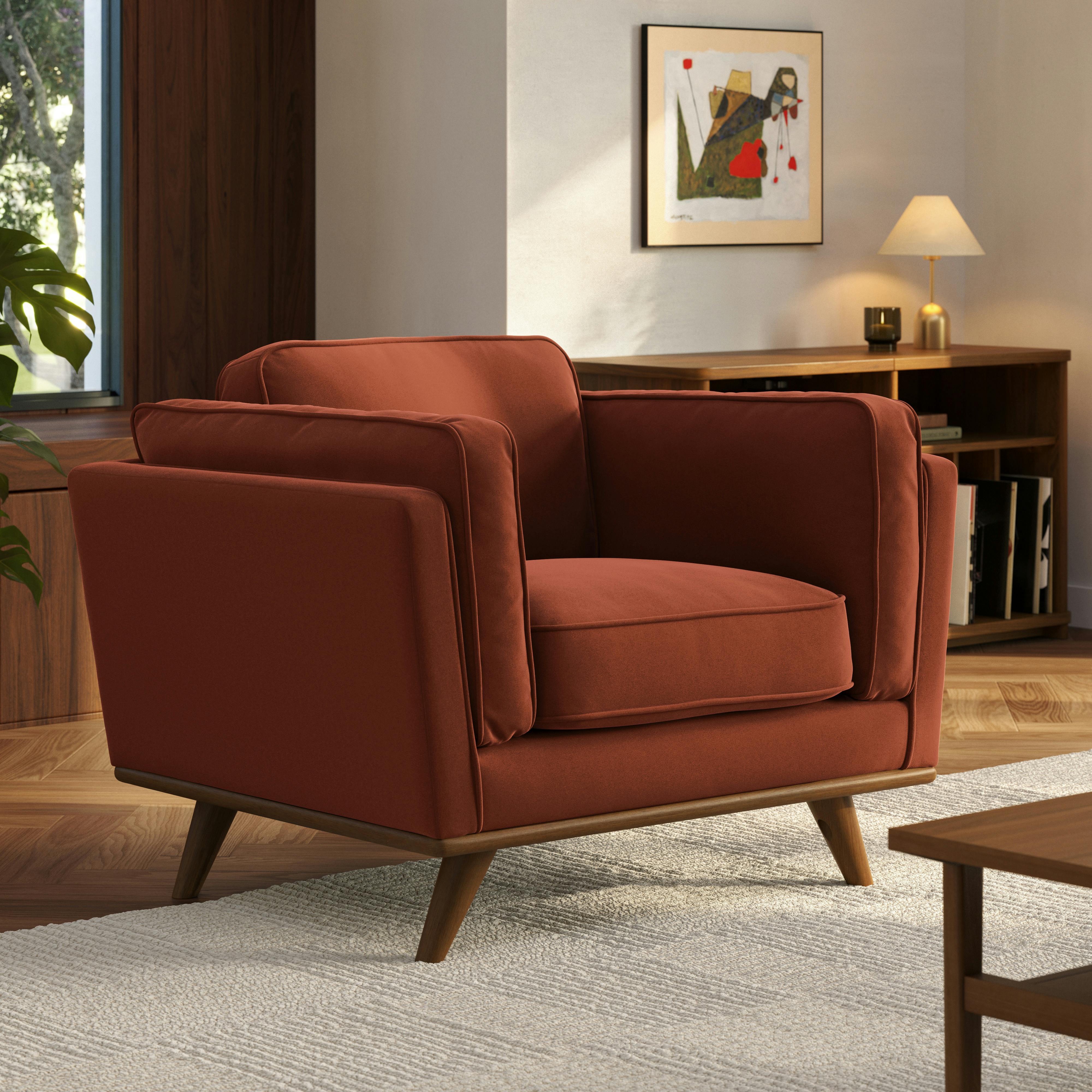 Timber 41" Velvet Lounge Chair - Hale Rust