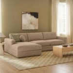 Riley 118" Left Storage Sleeper Sectional - Sandstone Wool Bouclé