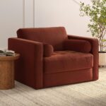 Sven 45.5" Tufted Velvet Sleeper Chair - Hale Rust
