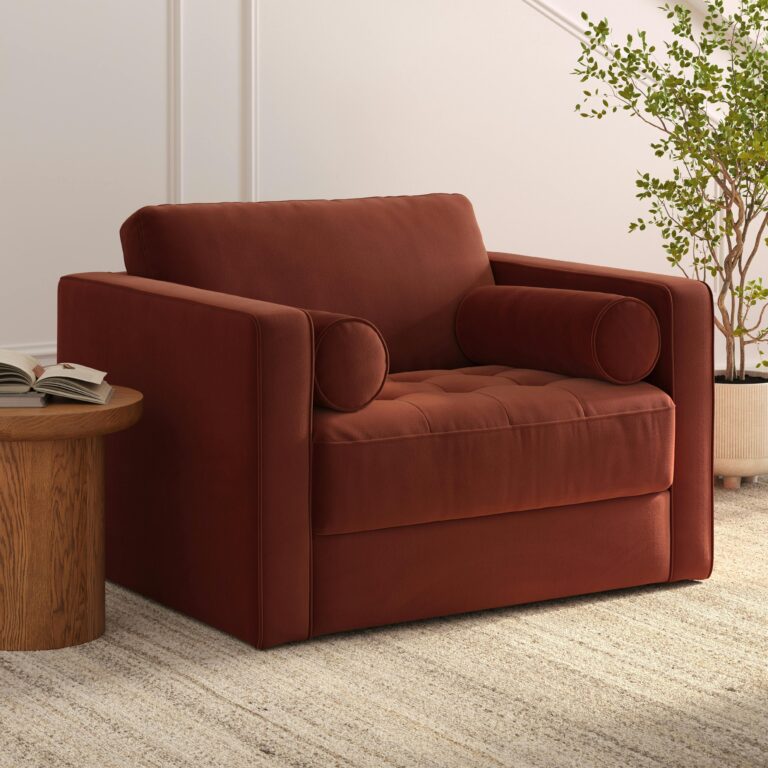 Sven 45.5" Tufted Velvet Sleeper Chair - Hale Rust