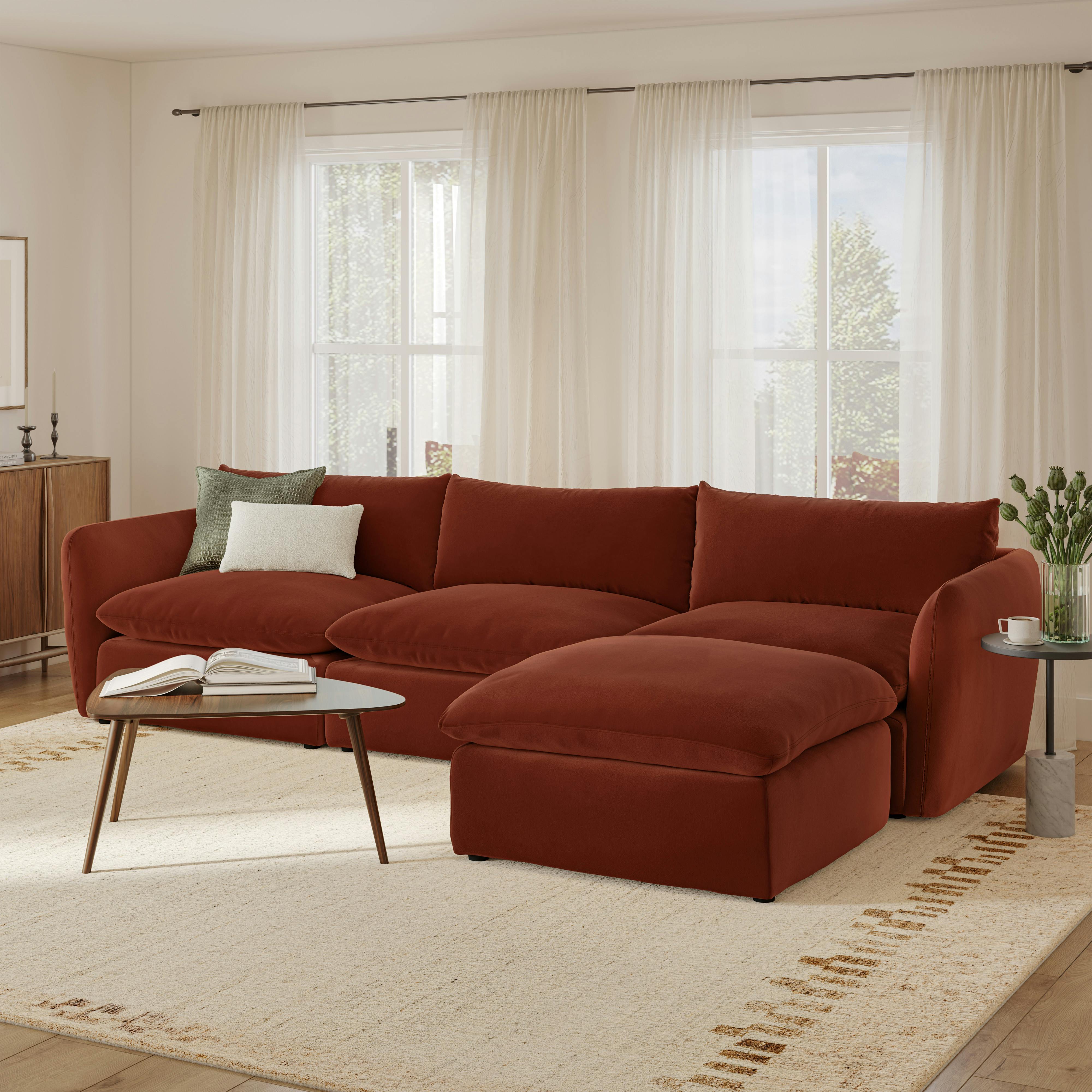 Leigh 131.5" Velvet Modular Sectional - Hale Rust