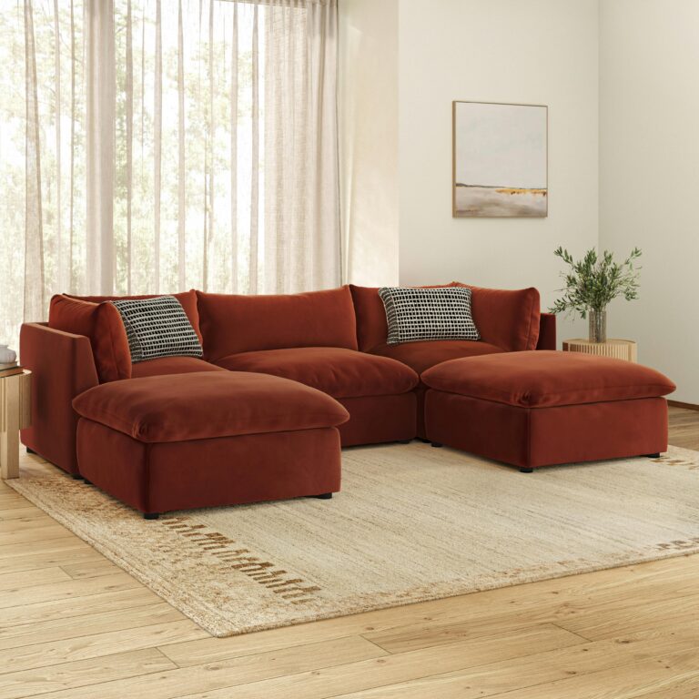 Leigh 120.5" Velvet Modular 3-Seater U-Shaped Sectional - Hale Rust