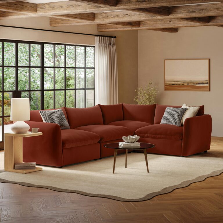 Leigh 126" Velvet Modular L Sectional - Hale Rust