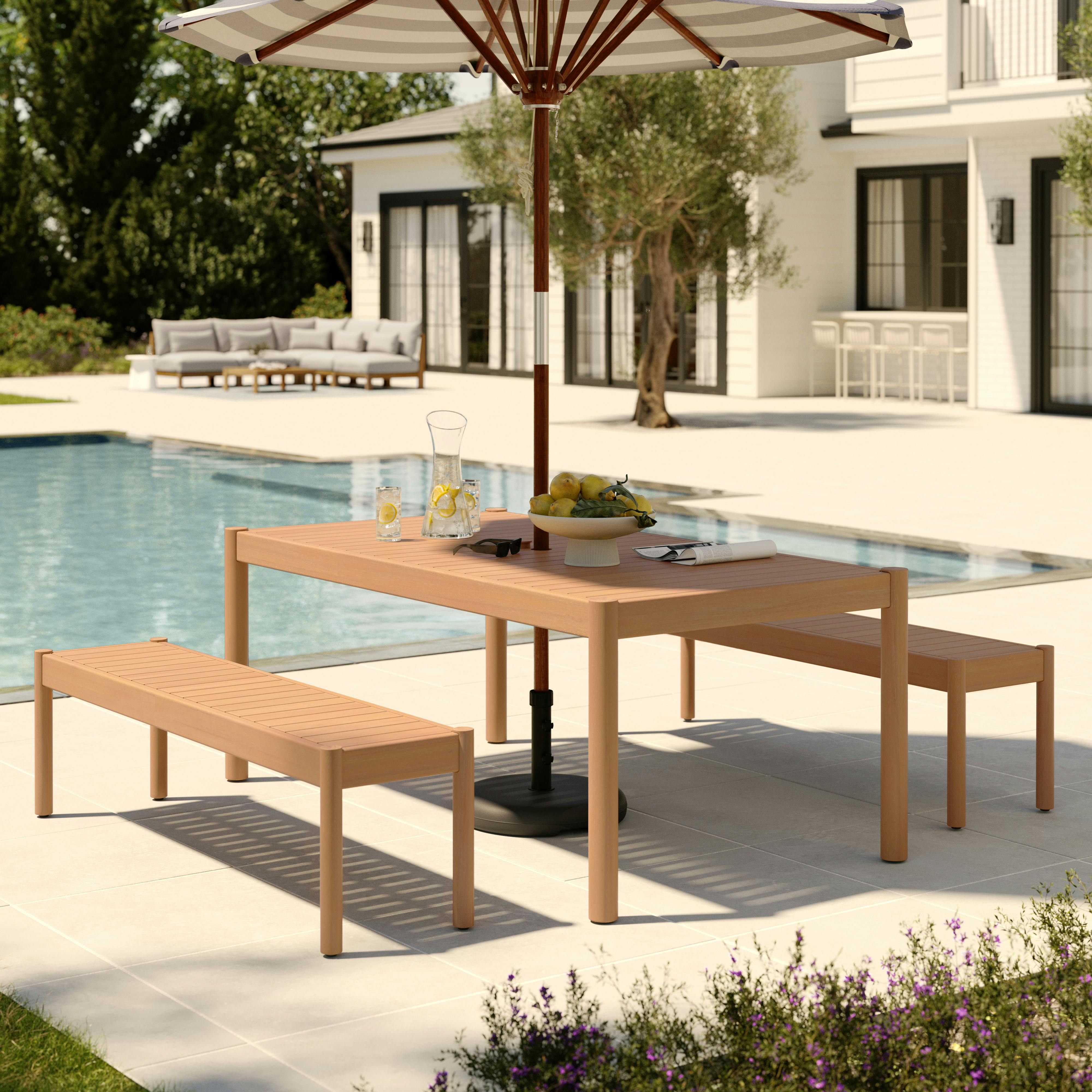 Rosa 75" Outdoor Dining Table Set - Light Eucalyptus