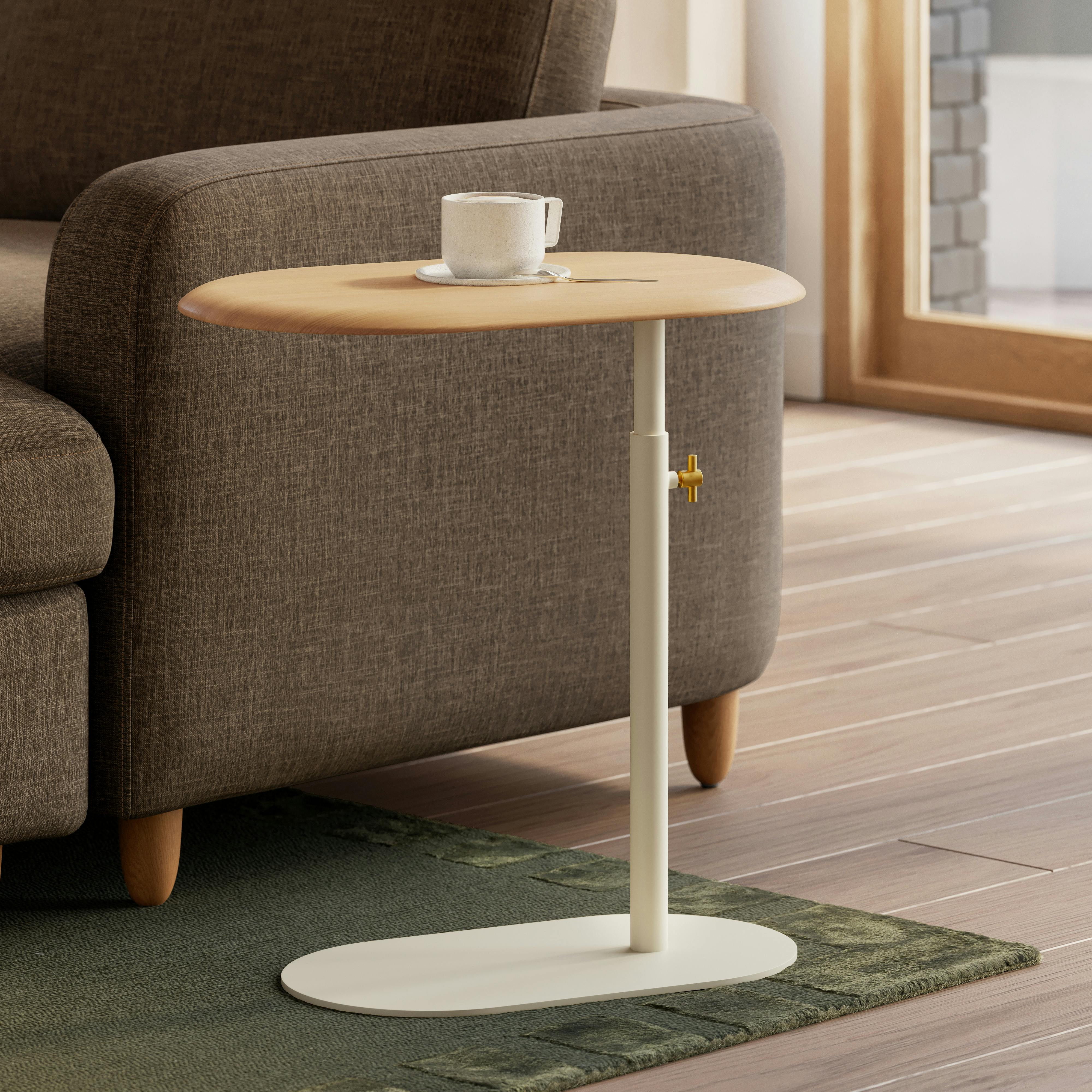 Portima C Side Table - Sandstone Beige and White Oak