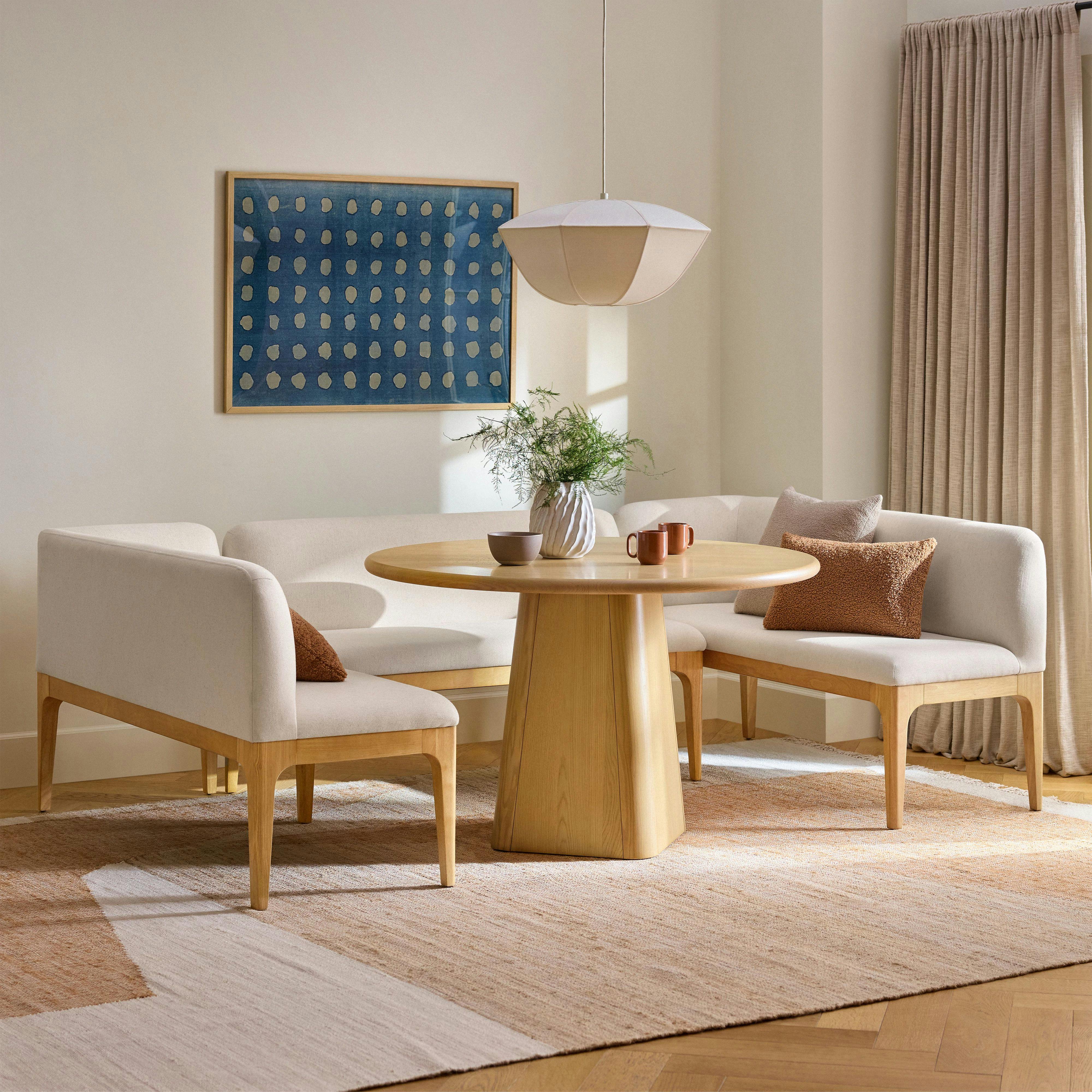 Rosin 96.5" U-Shape Banquette Set - Natural Oak and Sand Ivory