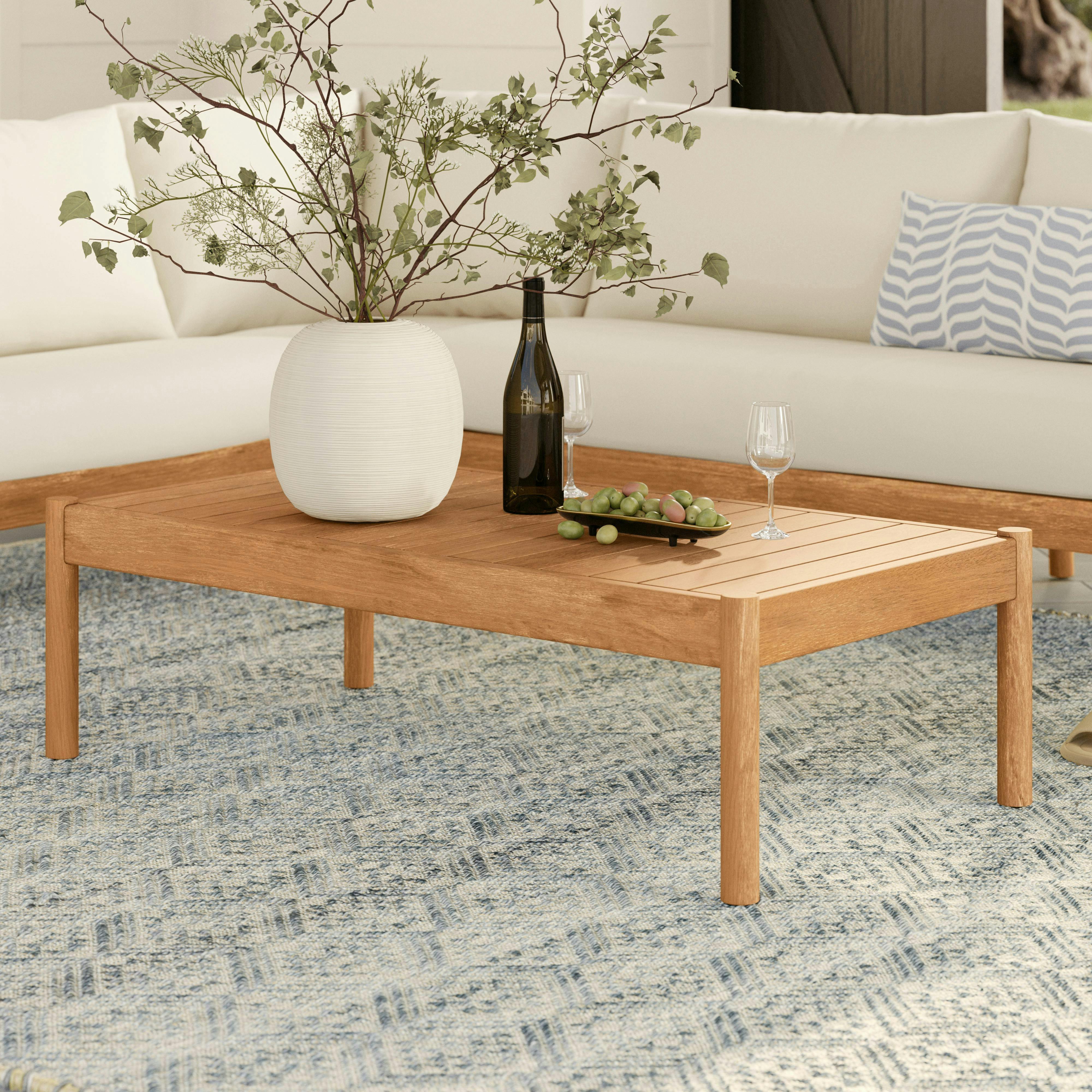 Rosa 47" Outdoor Coffee Table - Light Eucalyptus