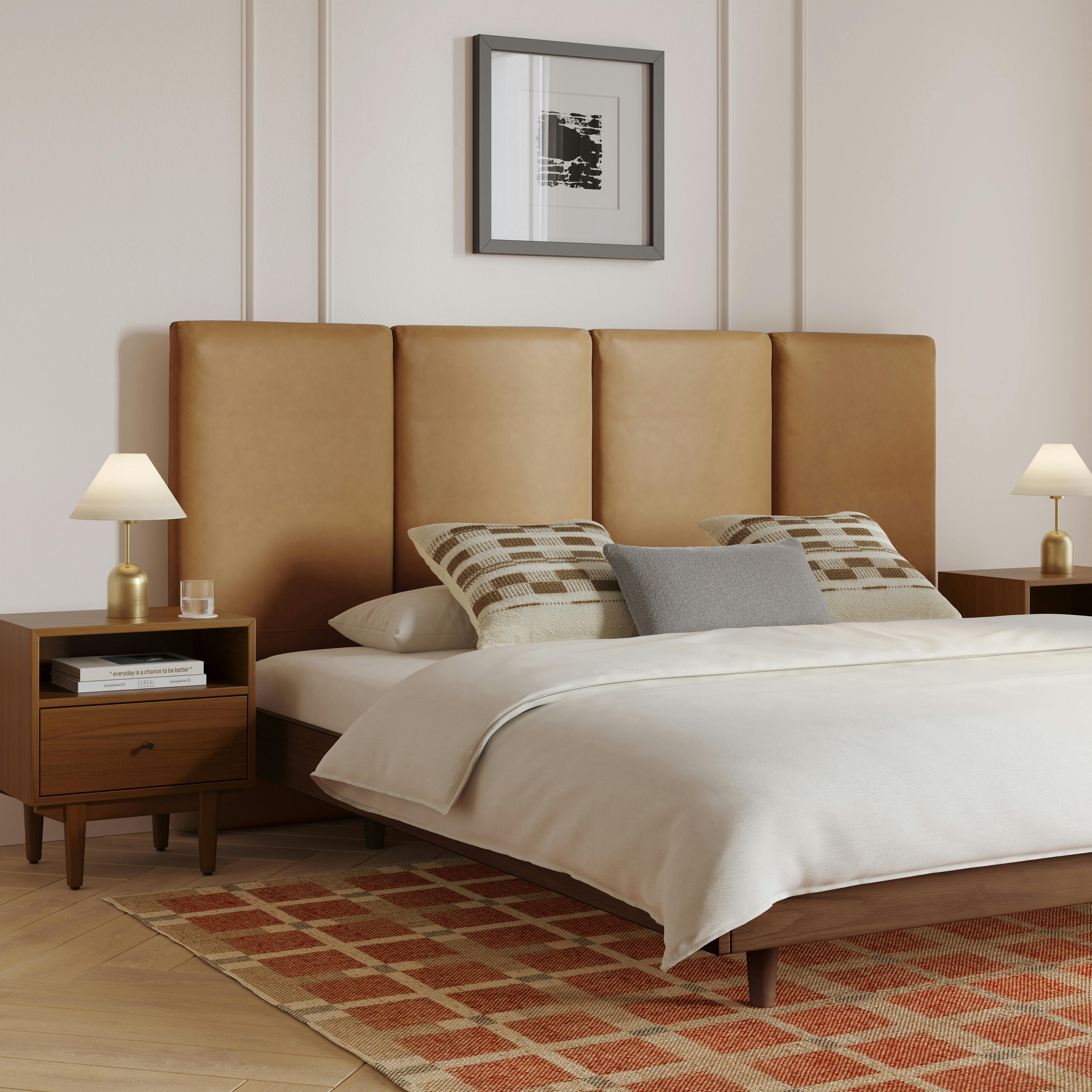 Noel King Leather Headboard - Charme Tan