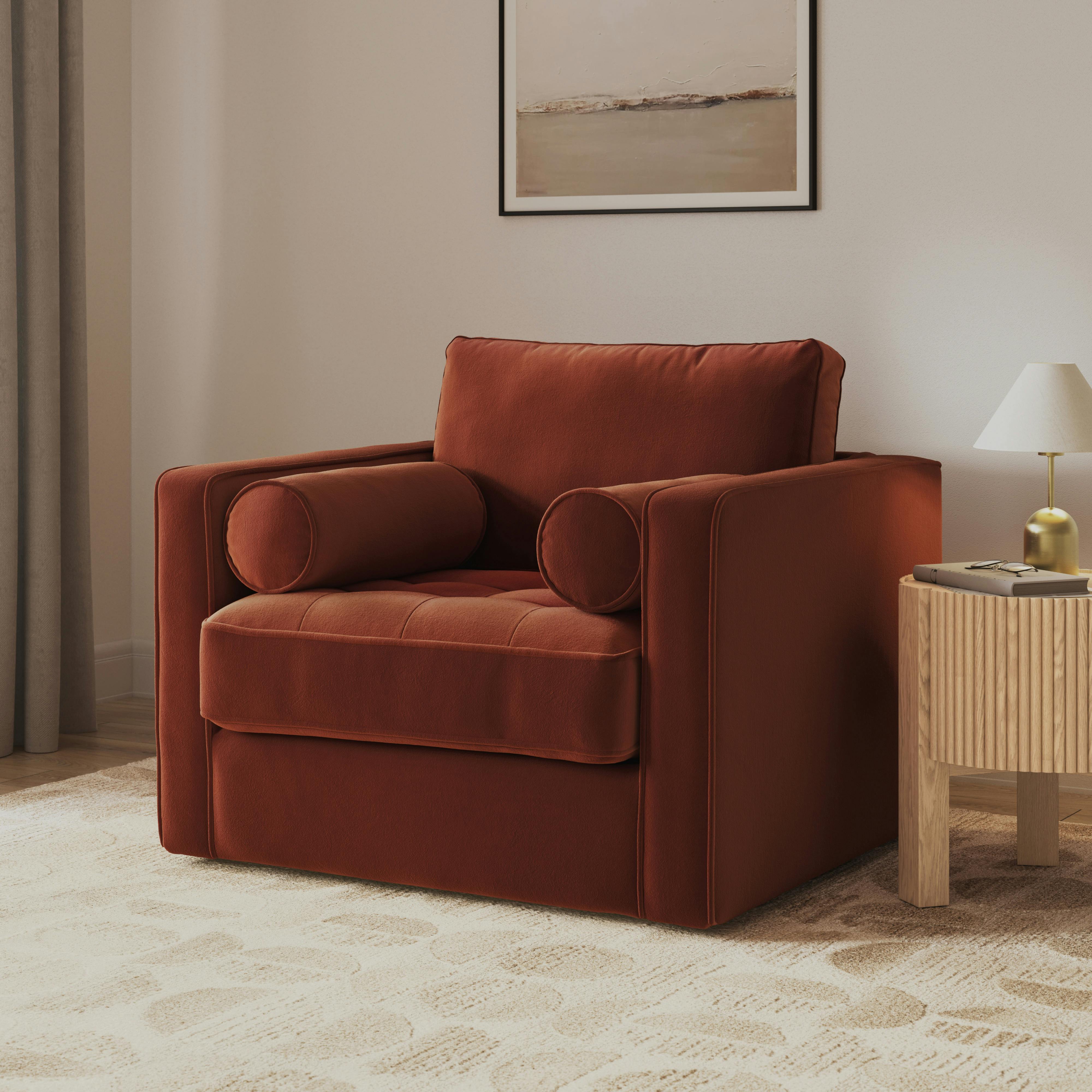 Sven 42.5" Tufted Velvet Swivel Chair - Hale Rust