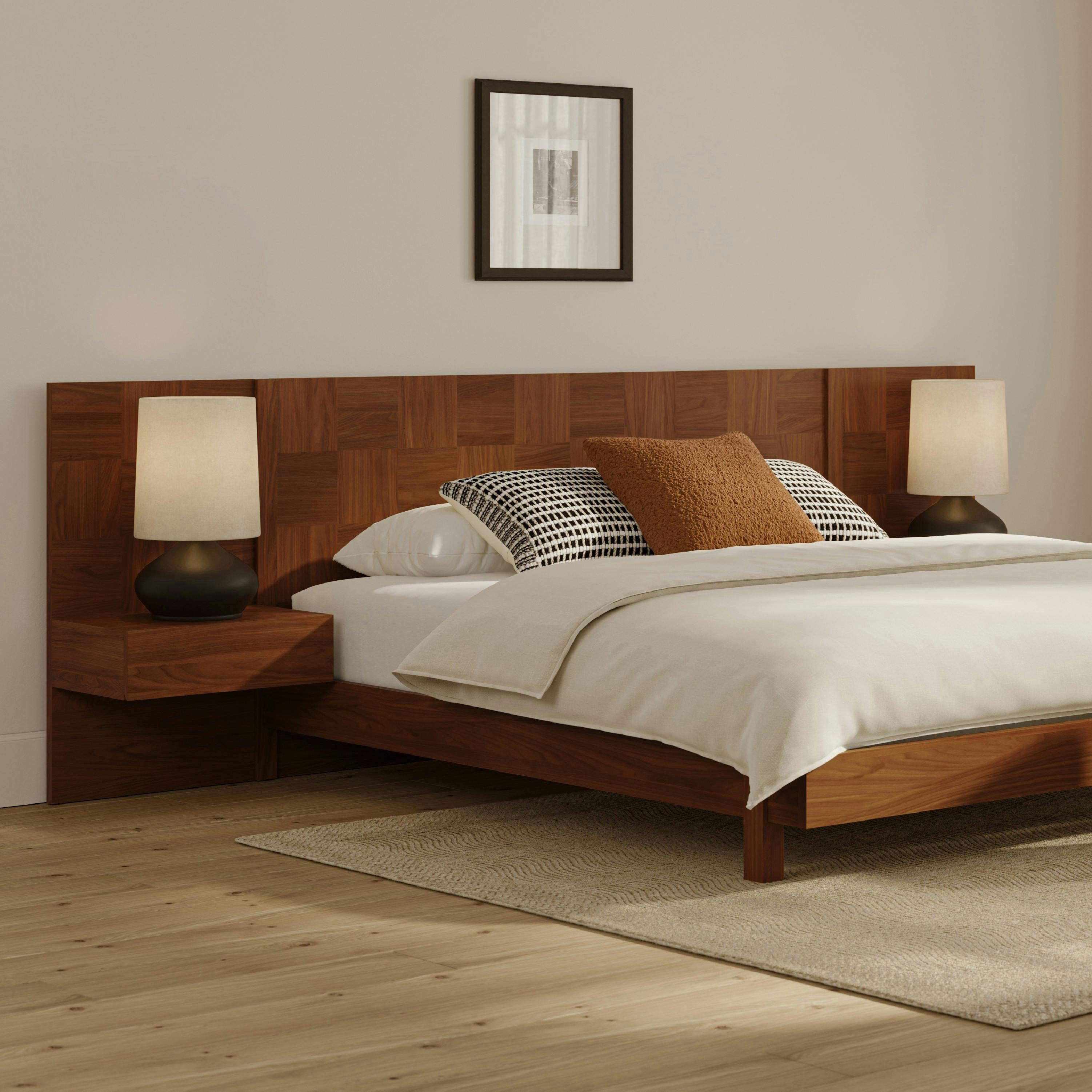 Ayra Queen Bed and Nightstand Set - Walnut