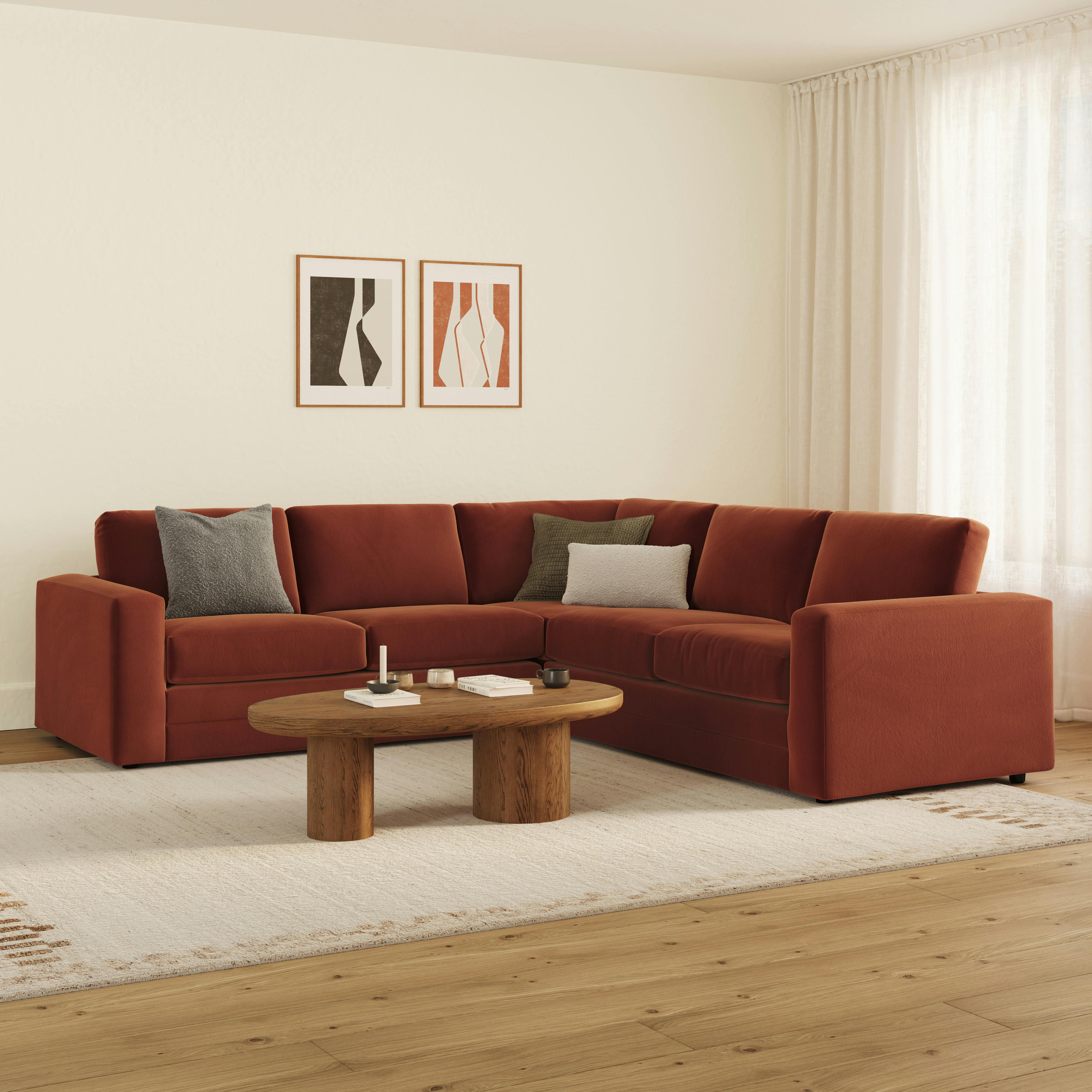 Riley 104" Velvet Corner Sectional - Hale Rust
