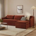 Landry 109" Velvet Right Storage Sleeper Sectional - Hale Rust