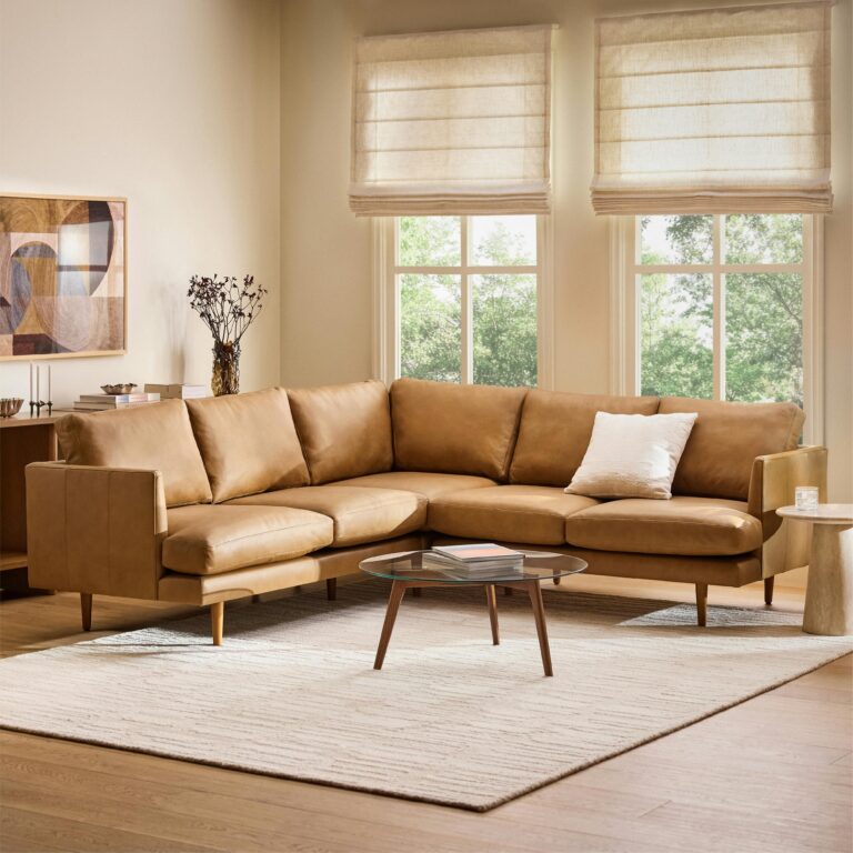 Burrard 90" Leather Corner Sectional - Bella Caramel