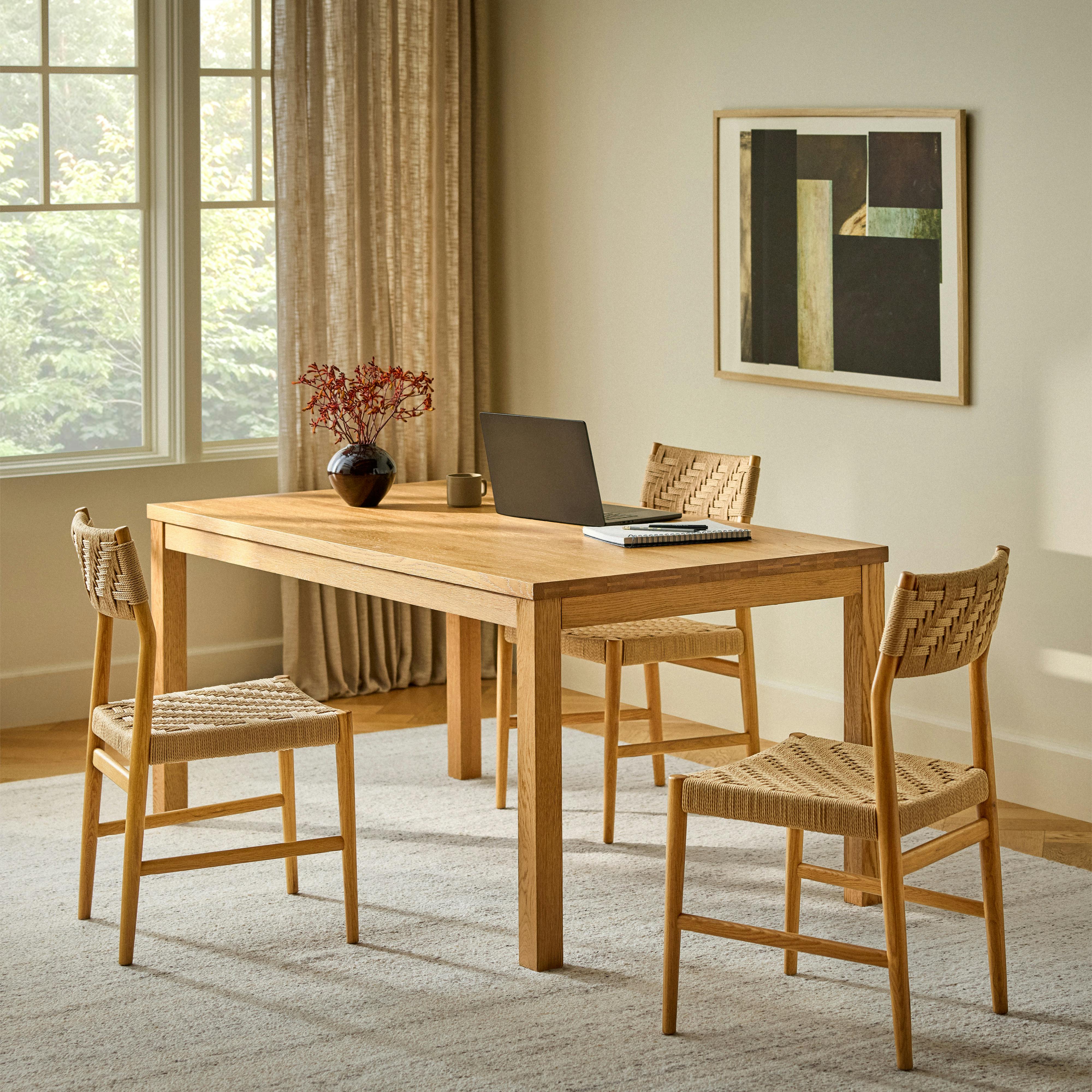 Ashford 66" - 102" Solid Wood Extendable Dining Table - Brushed Natural Oak