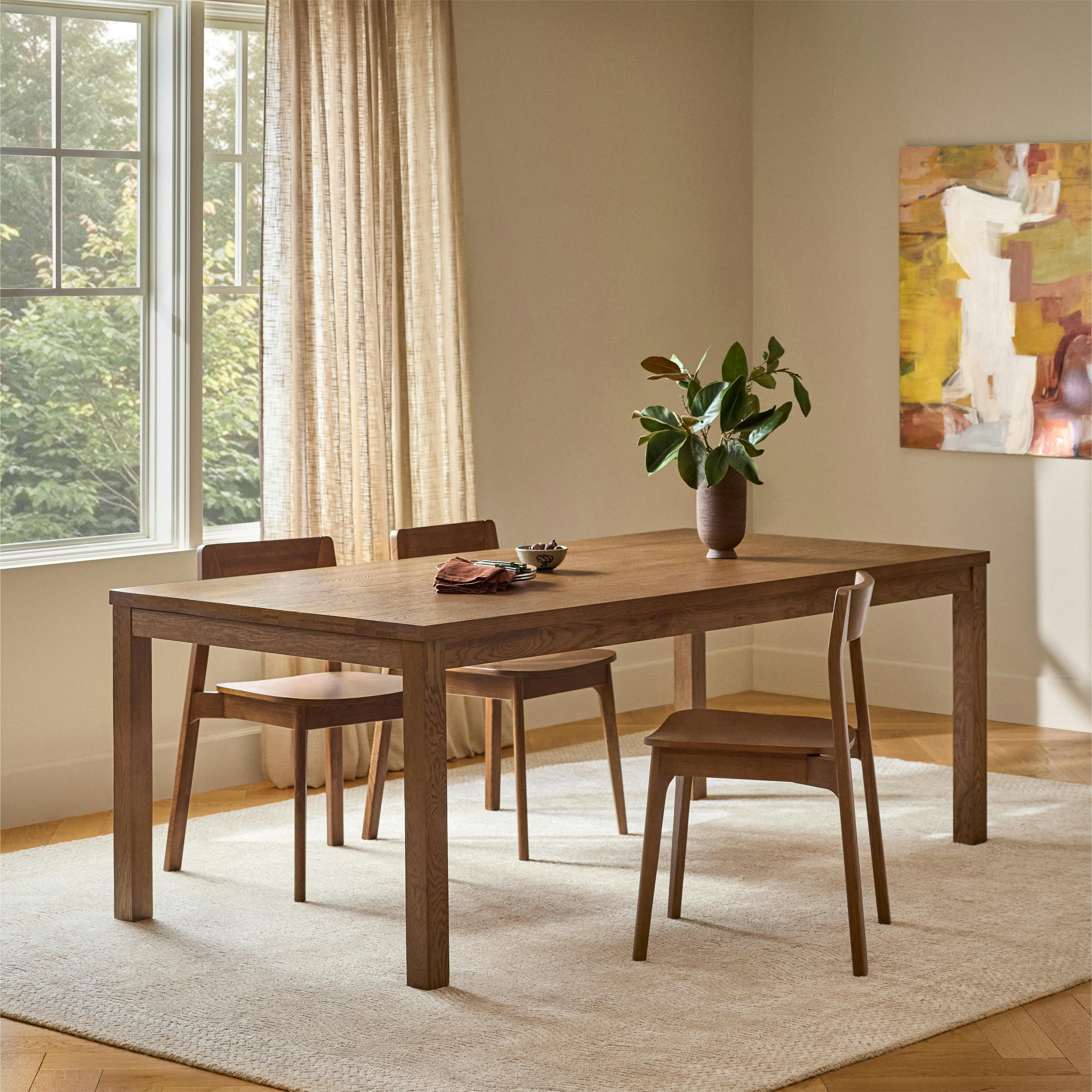 Ashford 84" - 120" Extendable Solid Wood Dining Table - Brushed Smoked Oak