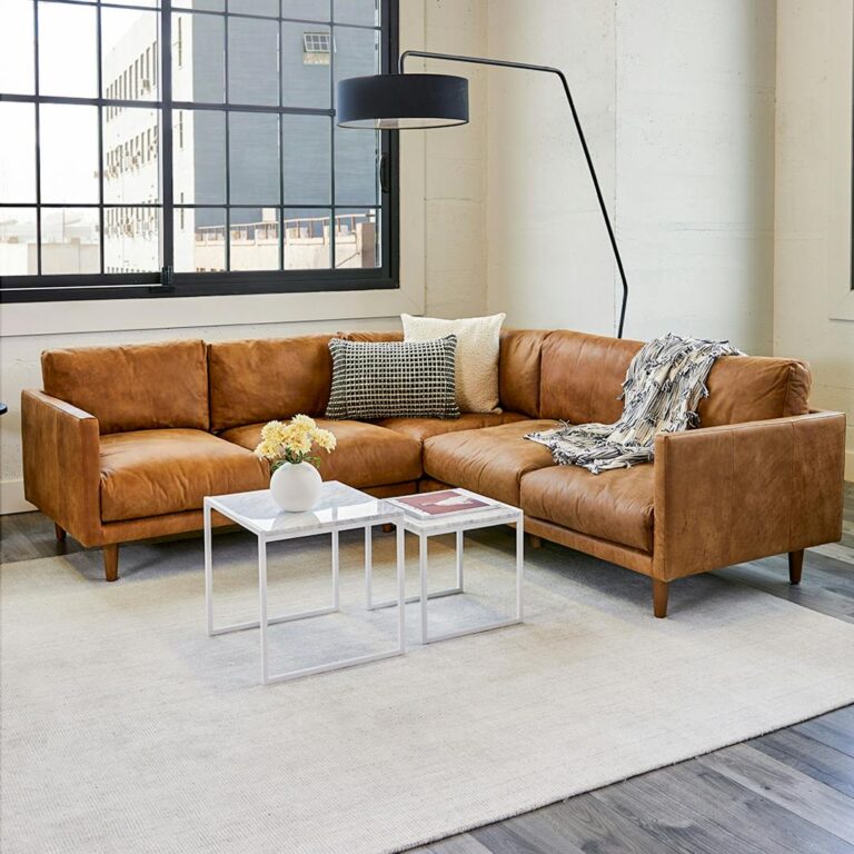 Nirvana 88" Leather Corner Sectional - Dakota Tan