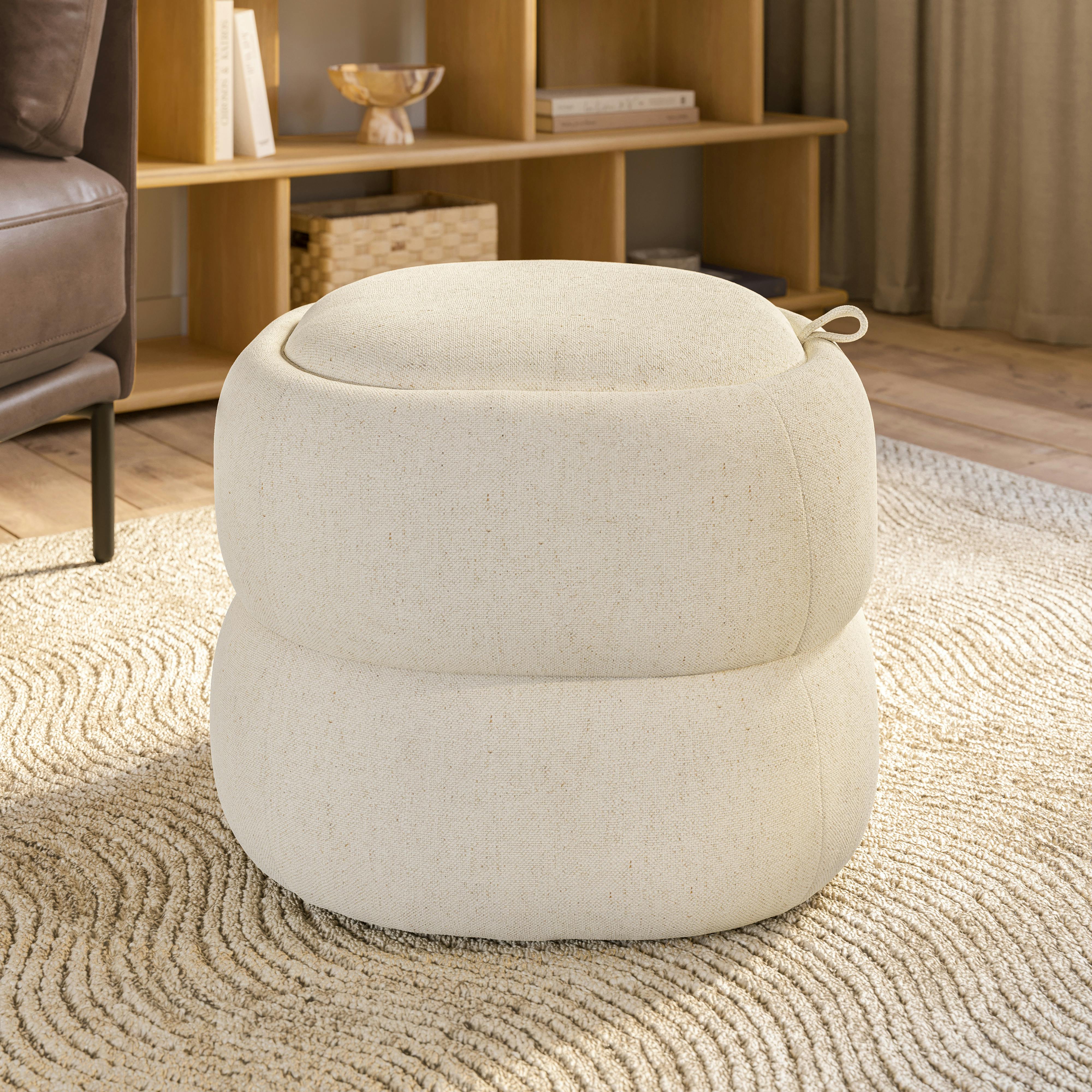 Tivvi 20" Square Storage Ottoman - Natural Oak and Sand Ivory