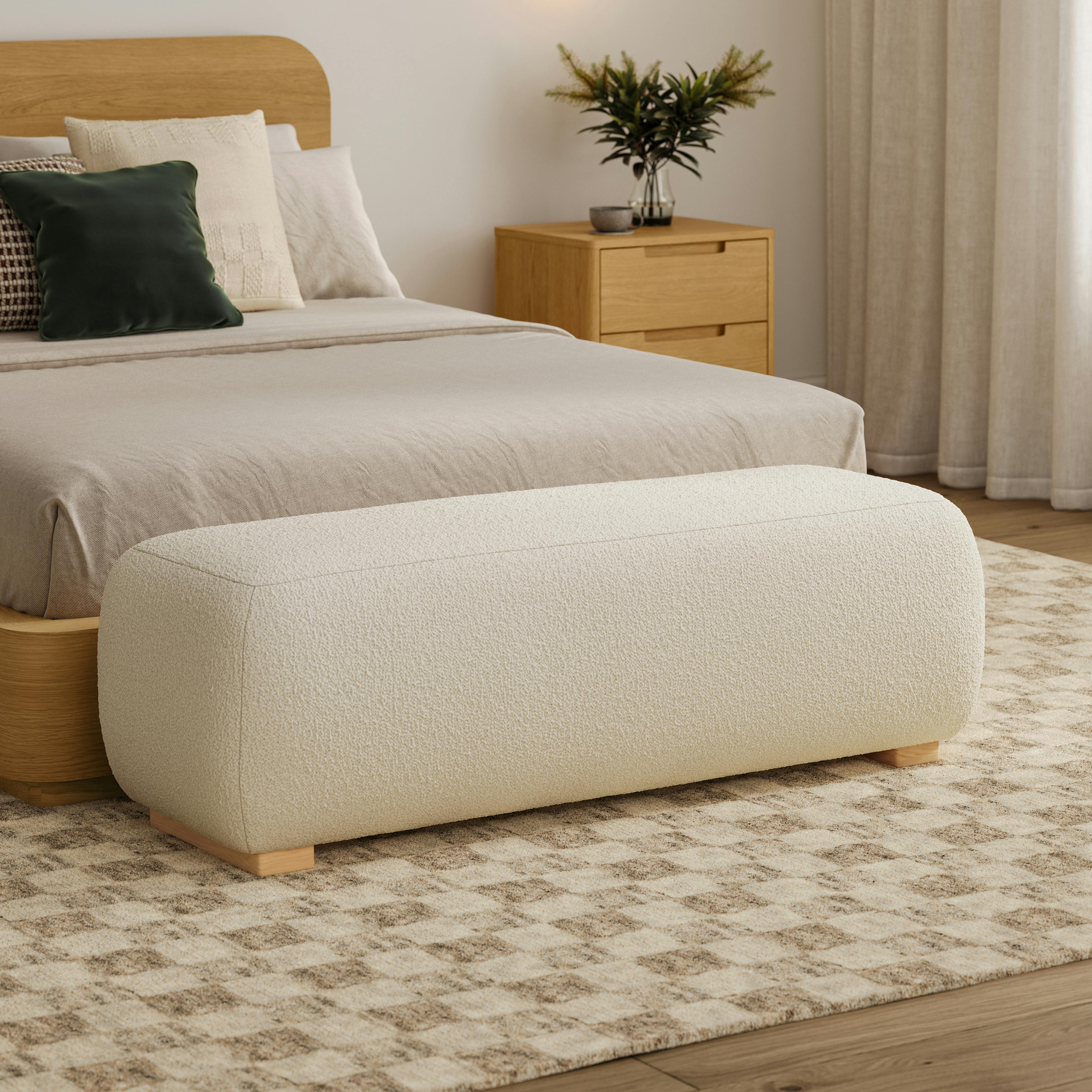 Alaiah 58" Bench - Ivory Wool Bouclé
