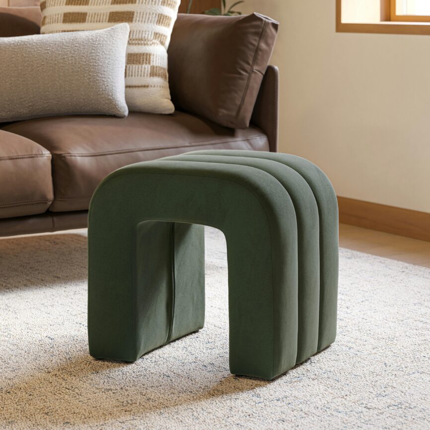 Luppi 20" Velvet Ottoman - Hale Fir Green