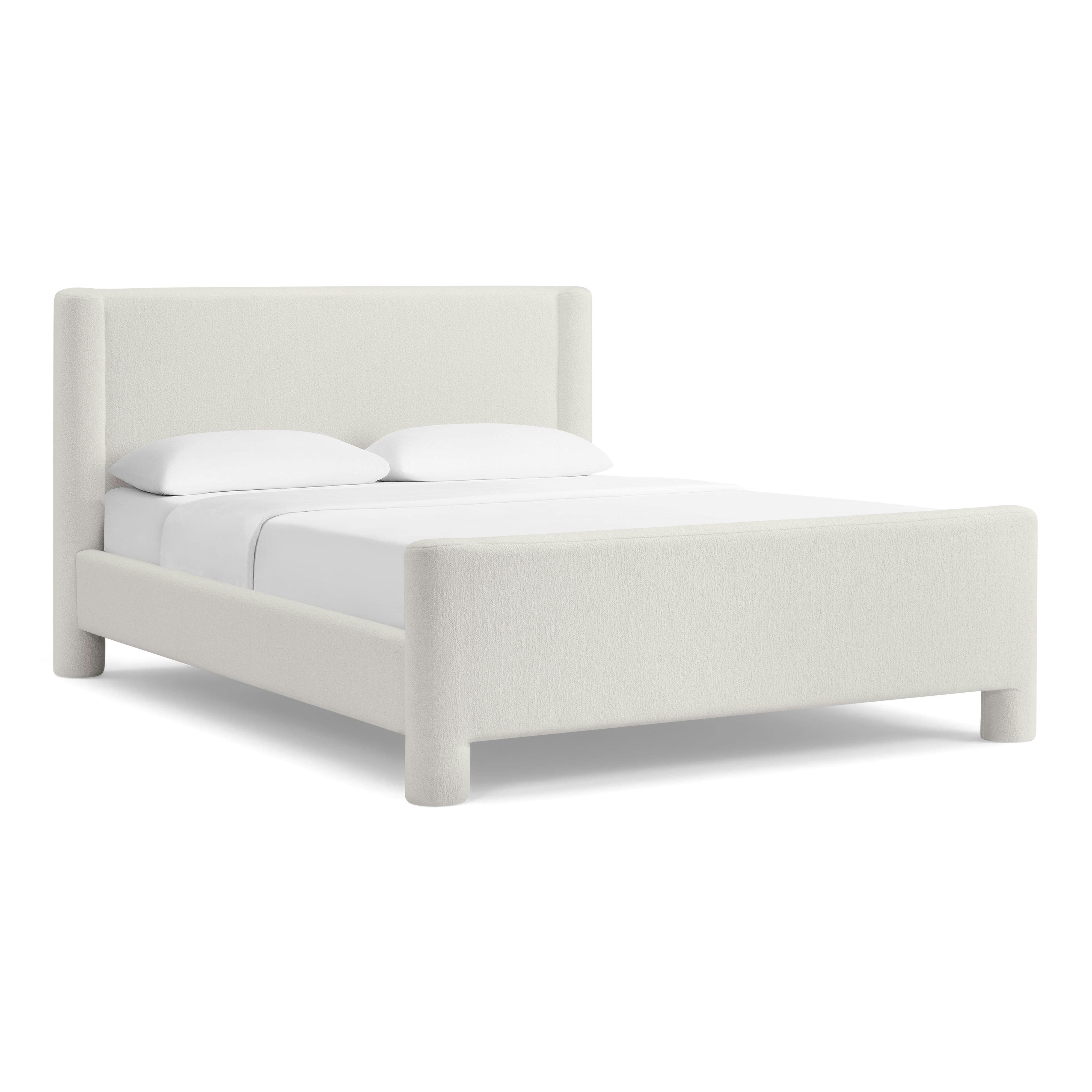 Oleni Queen Upholstered Bed - Ivory Wool Bouclé