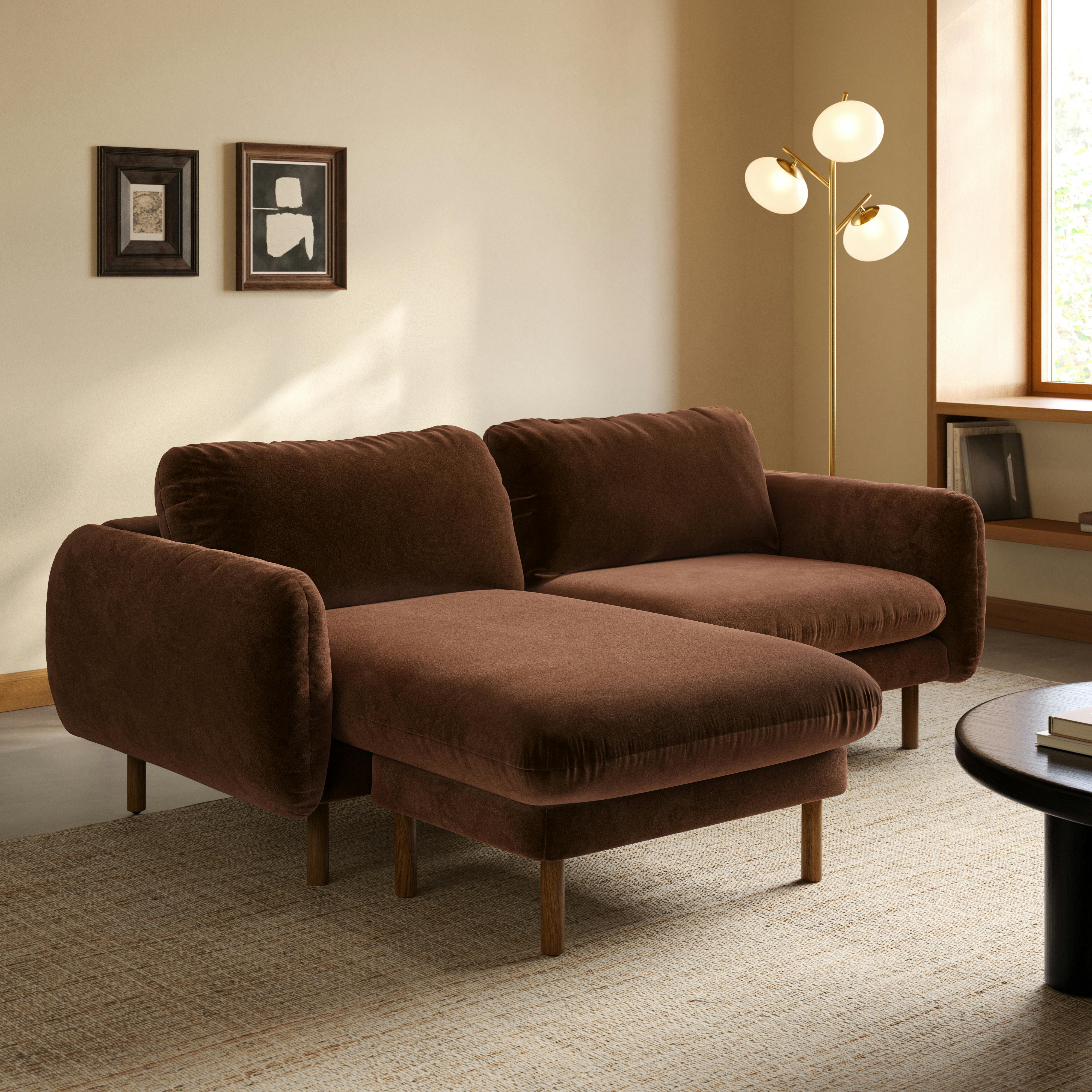 Sanders 85.5" Velvet Reversible Sectional - Plush Pacific Brown