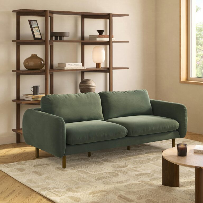Sanders 85.5" Velvet Sofa - Plush Pacific Green