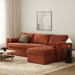 Sven 111.5" Tufted Velvet Right Sleeper Storage Sectional - Hale Rust