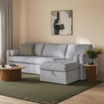 Sven 111.5" Tufted Right Sleeper Storage Sectional - Silver Ivory