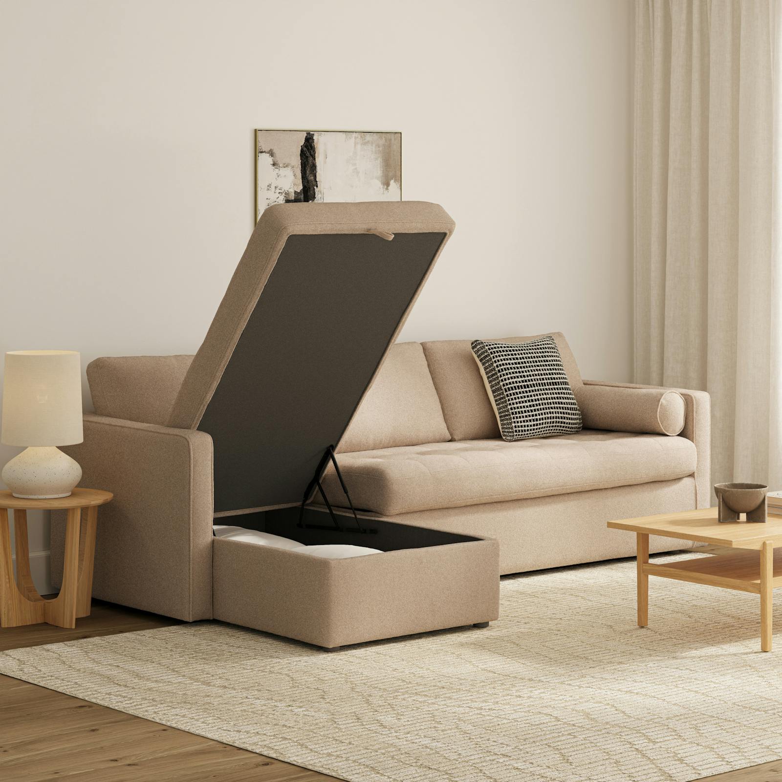 Sven 111.5" Tufted Sleeper Storage Sectional