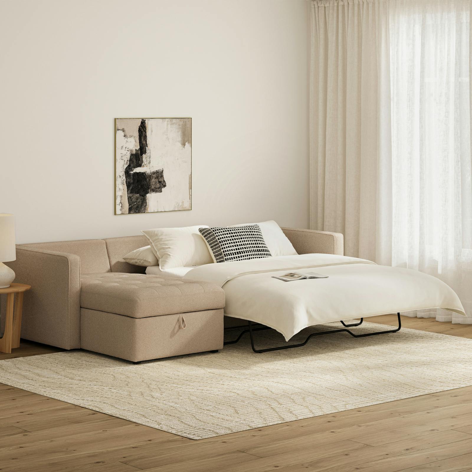 Sven 111.5" Tufted Sleeper Storage Sectional