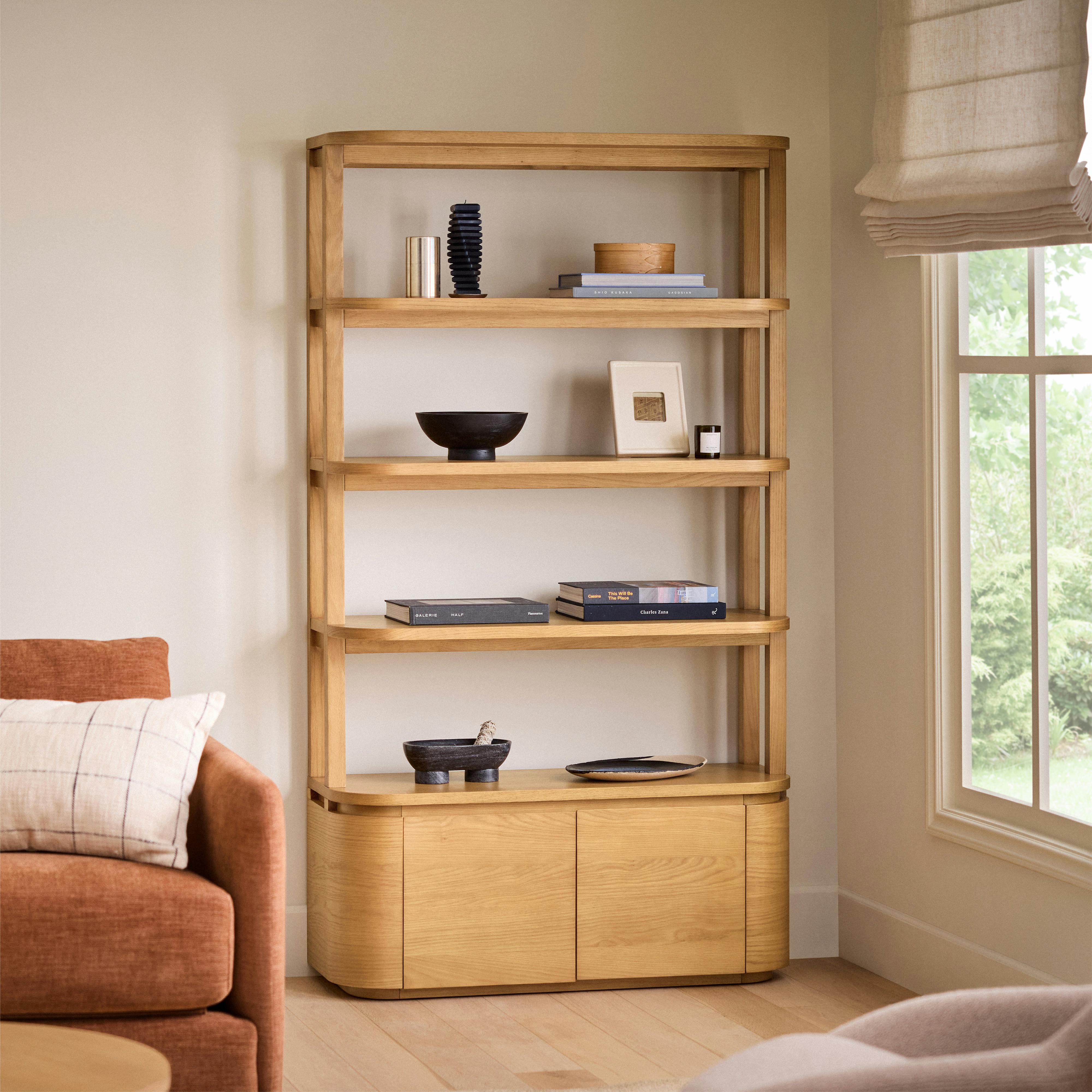 Maren 42" Shelving Unit with Storage - Natural Oak