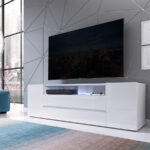 TV stand Ager (White + Glossy white)