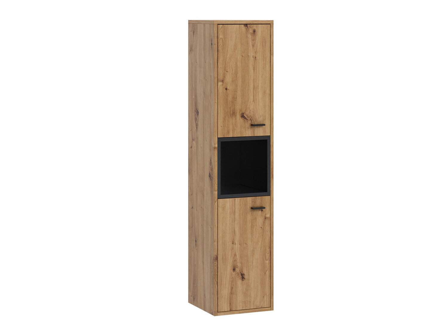 Wall-mounted bathroom cabinet Velum (Black + Artisan oak)
