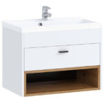 Wall-mounted bathroom cabinet for washbasin Velum (Artisan oak + Black)