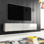 TV stand Scientia (White + Glossy white)