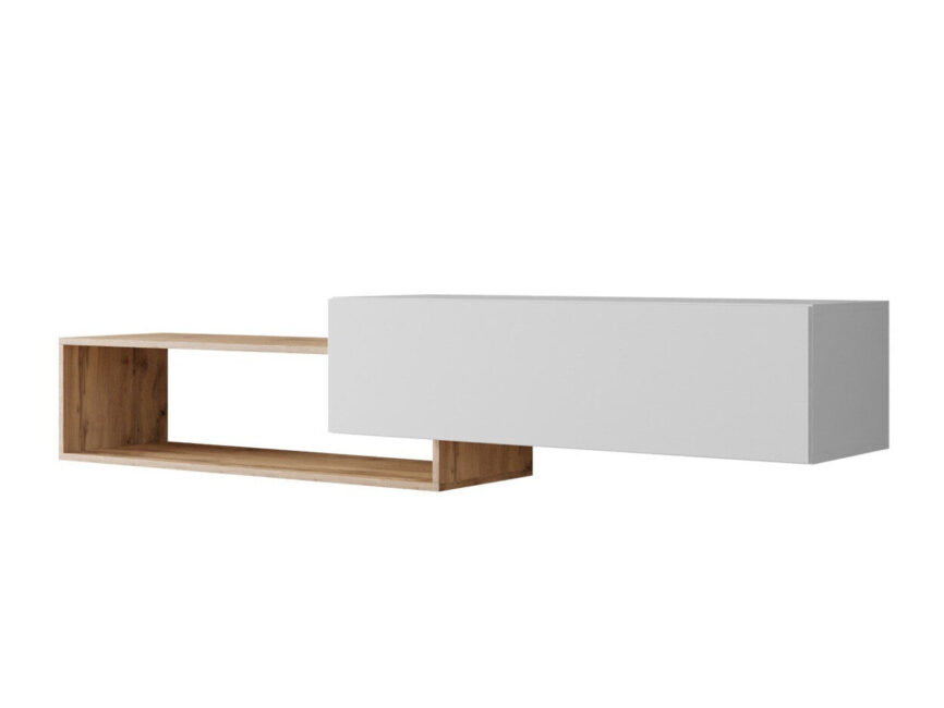 TV stand Pinos (White + Wotan Oak)