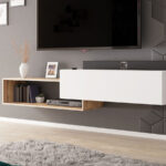 TV stand Pinos (White + Wotan Oak)