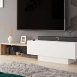 TV stand Pinos (White + Wotan Oak)