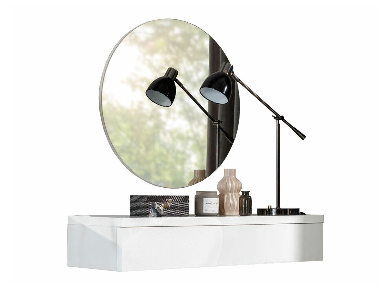 Dressing table Delpher I (White + Glossy white)