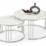 Nest of coffee tables Houston 1503 (Silver + White marble)